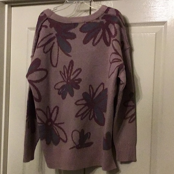 Peach Love California Purple Crew Neck Sweater with Floral Design - Picture 3 of 3